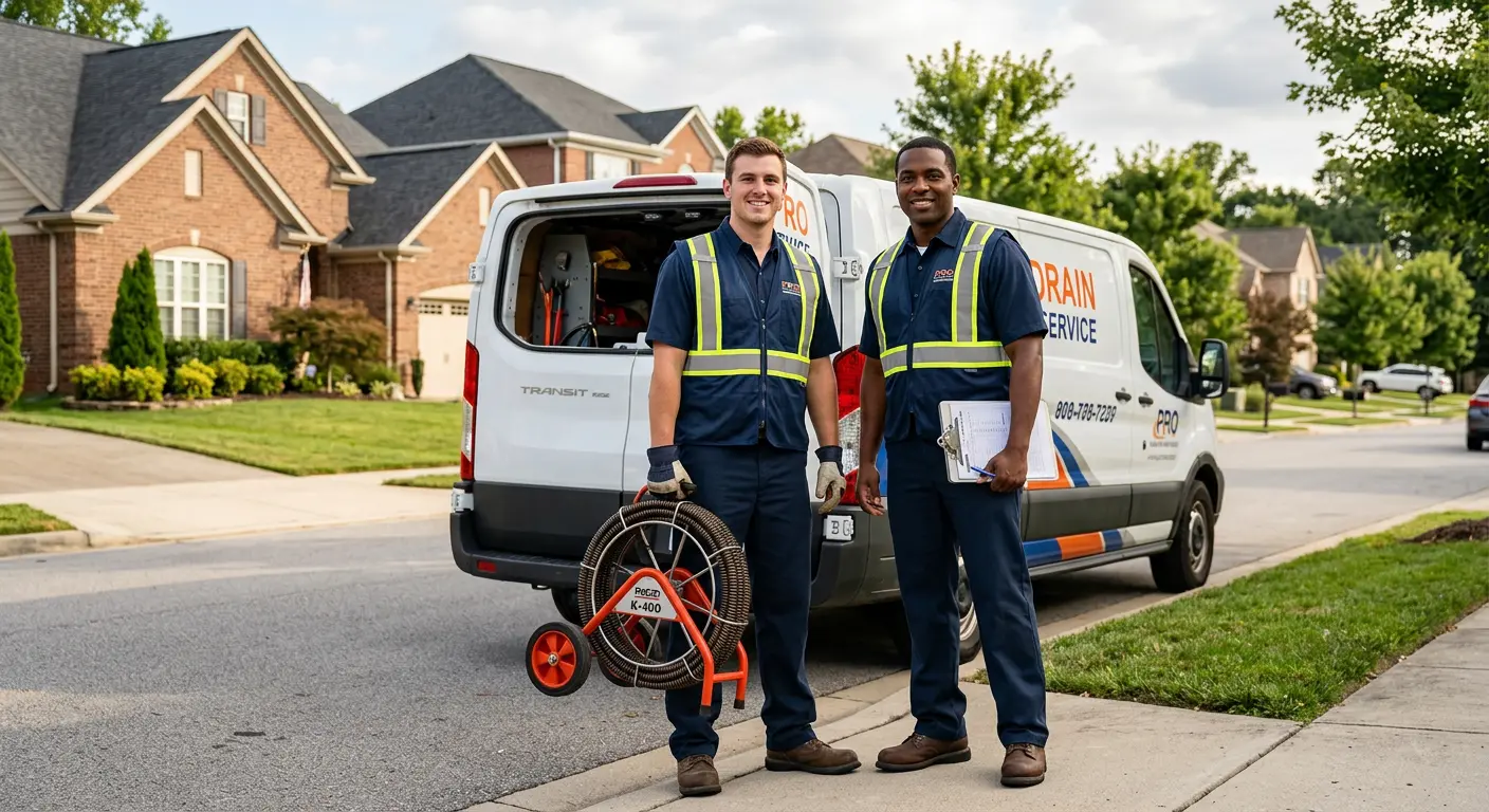 Sewer and drain service team with equipment ready for work in Tullahoma